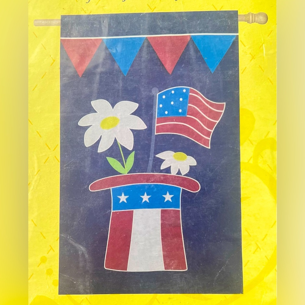 Evergreen patriotic Memorial Day decorative outdoor appliqué flag NEW